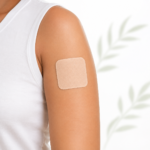 herbal nicotine patch on upper arm for managing smoking cravings