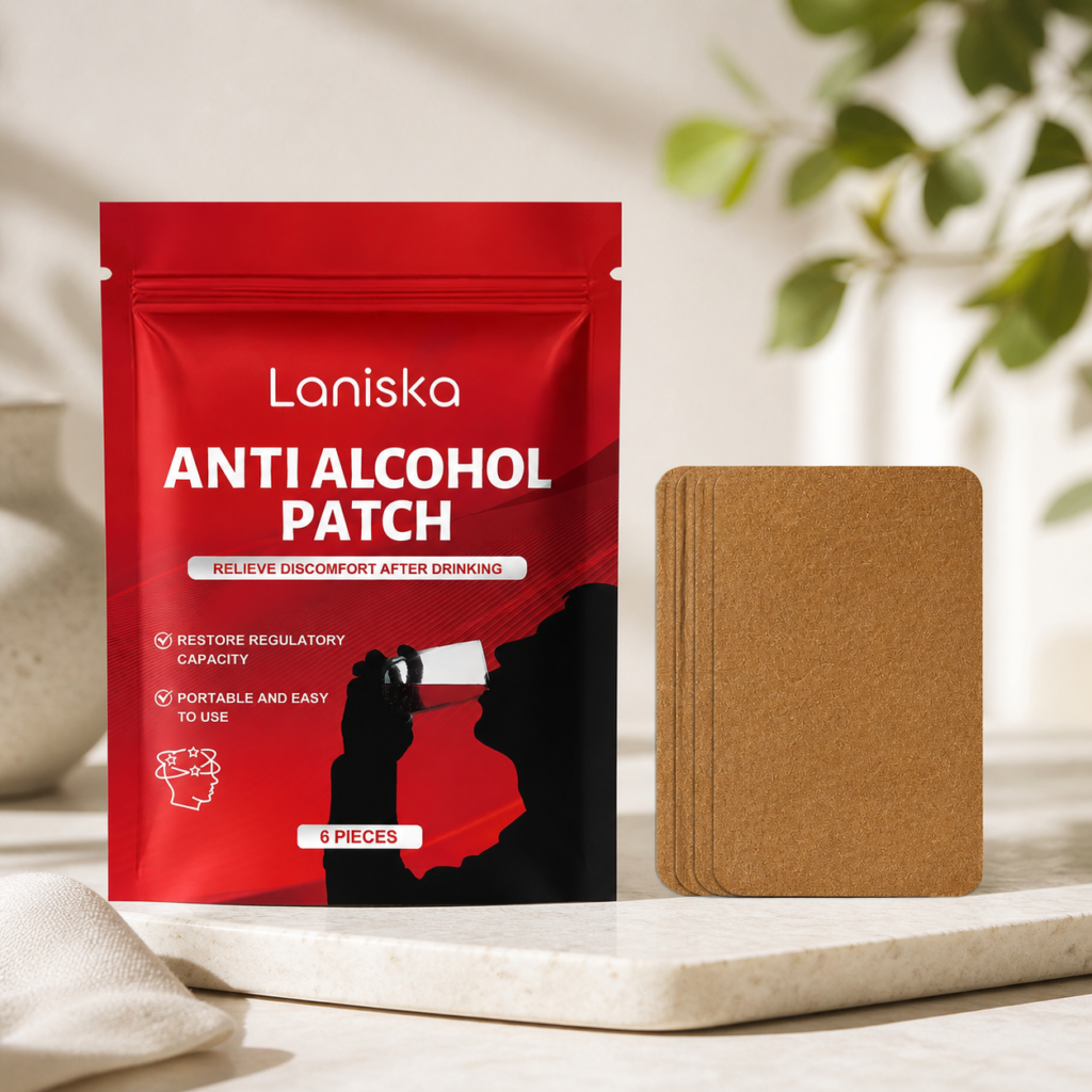 Laniska anti alcohol patch 6 pieces with red pouch and brown patches